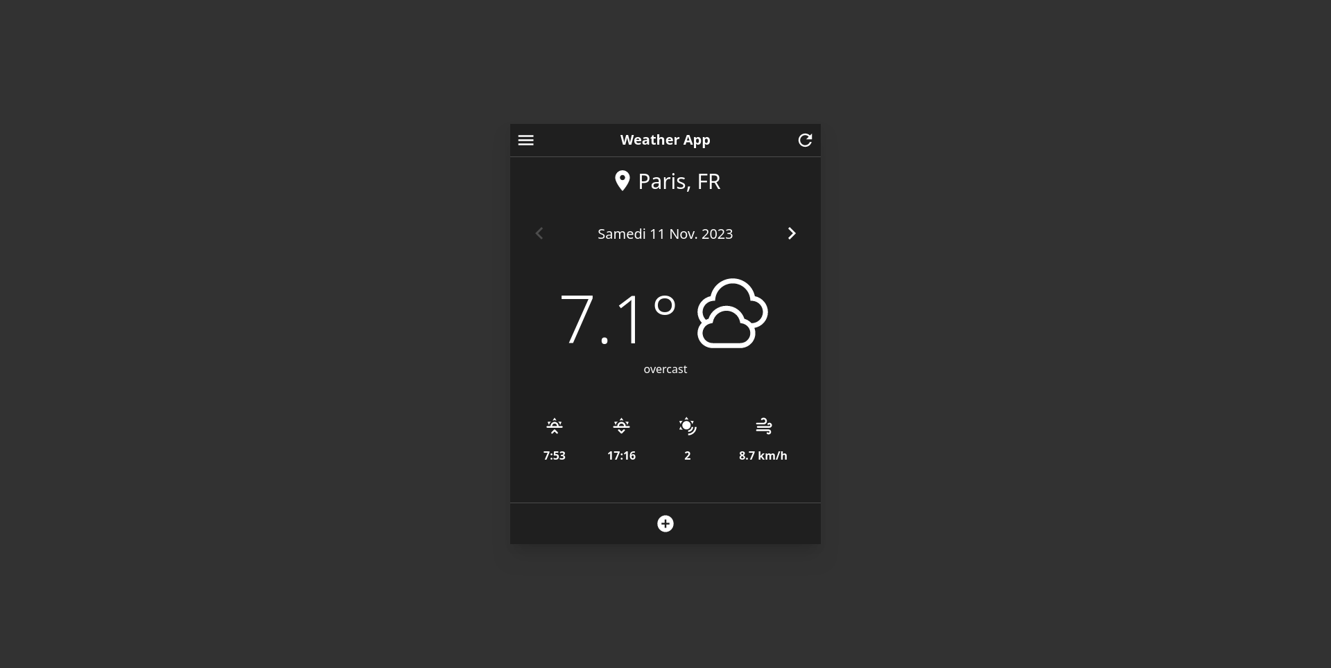 Thumbnail du projet Weather app